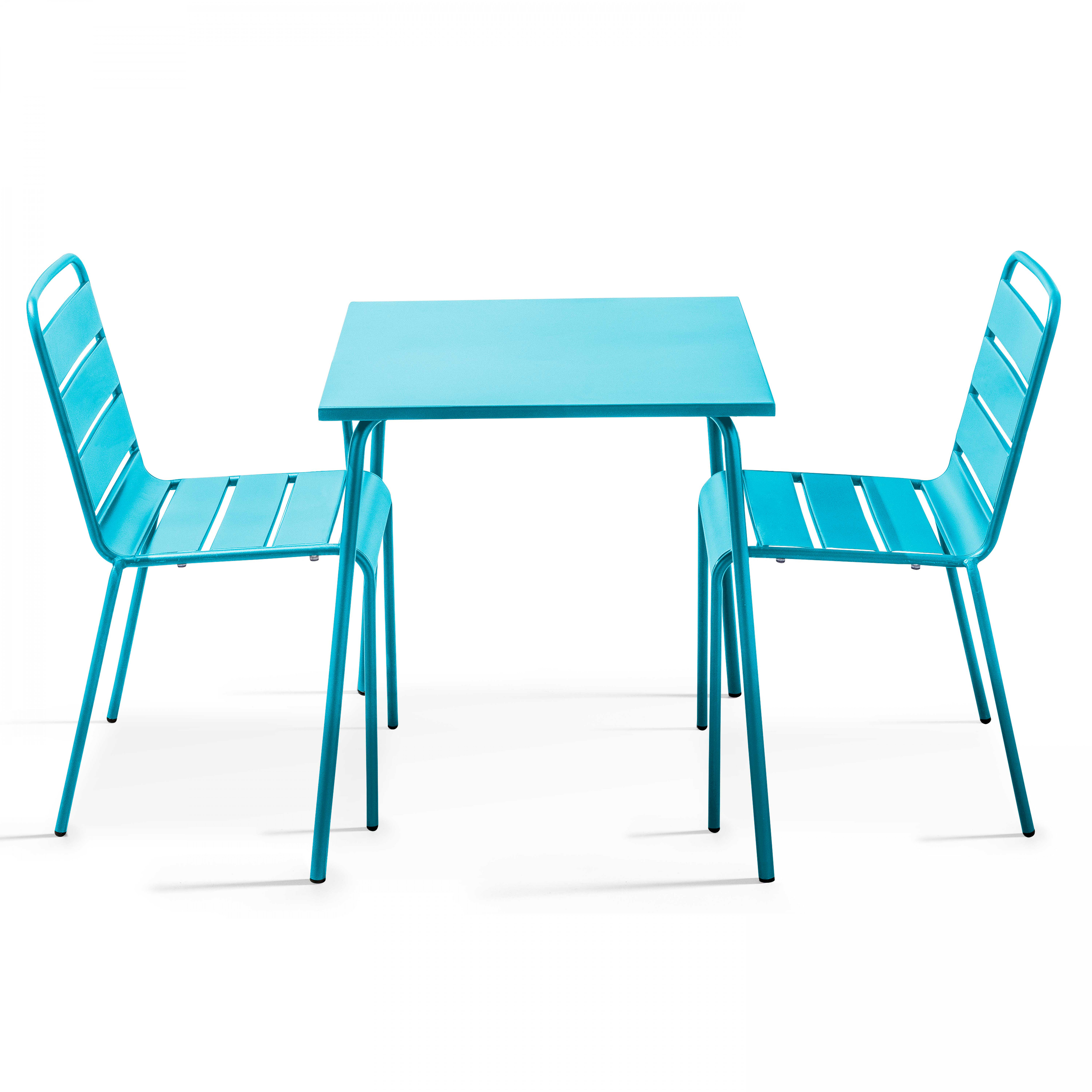 Ensemble table carrée (70 x 70 x 72 cm) et 2 chaises