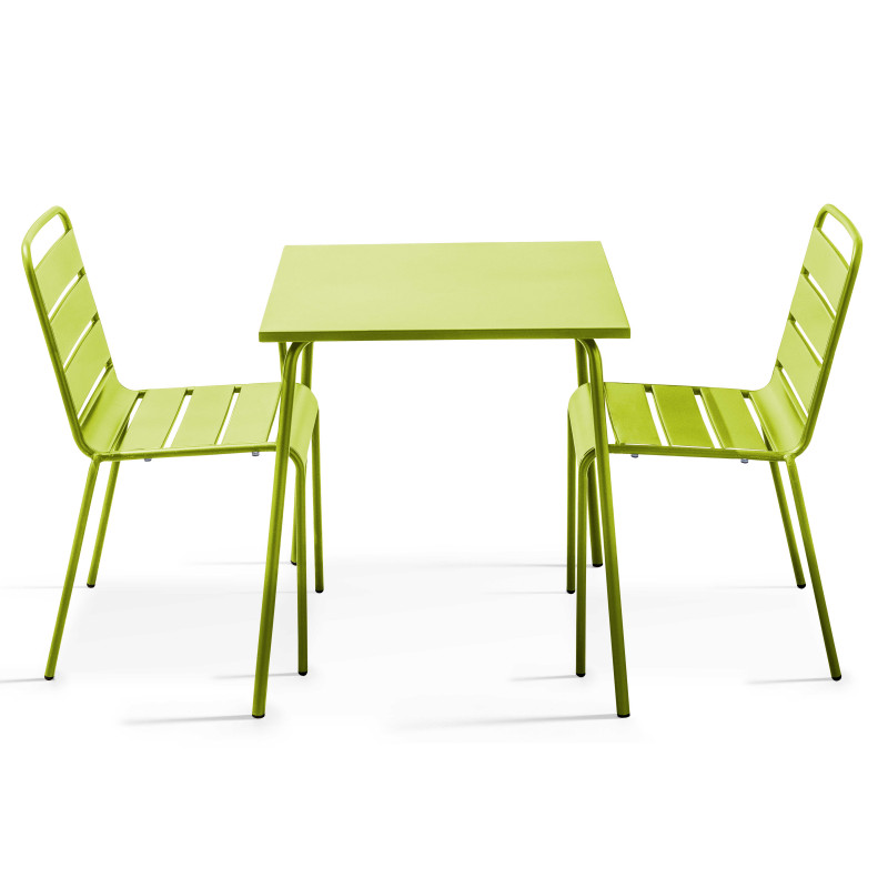 Table de jardin bistrot carrée en métal 70x70 cm et 2 chaises (1/7)