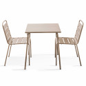 Table de jardin bistrot carrée 70 x 70 cm et 2 chaises en métal (1/7)