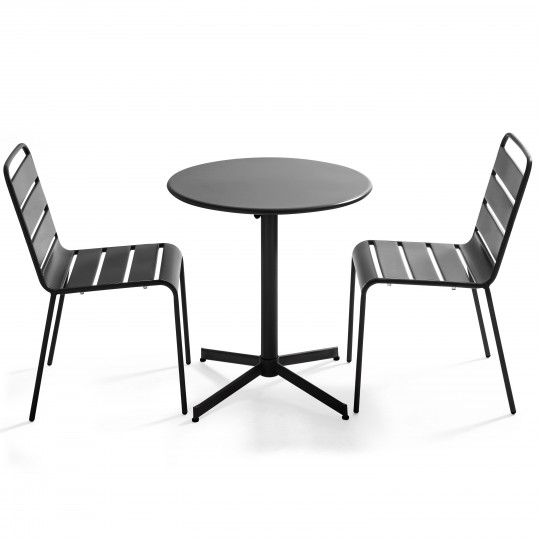 Ensemble table ronde pliable 2/4 personnes + chaises assorties (1/1)