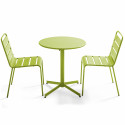 Table de jardin bistrot ronde inclinable en métal Ø70 cm et 2 chaises (1/7)