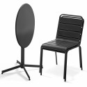 Table de jardin bistrot ronde inclinable en métal Ø70 cm et 2 chaises (1/6)