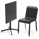 Ensemble table carrée pliable (70 x 70 x 72 cm) + 2 chaises en métal (2/13)