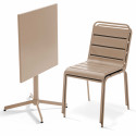 Table de jardin bistrot carrée inclinable en métal 70x70 cm et 2 chaises (1/7)