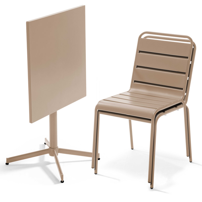 Table de jardin bistrot carrée inclinable en métal 70x70 cm et 2 chaises (3/7)