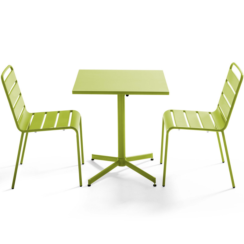 Table de jardin bistrot carrée inclinable en métal 70x70 cm et 2 chaises (2/12)