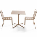 Table de jardin bistrot carrée inclinable en métal 70x70 cm et 2 chaises (1/7)