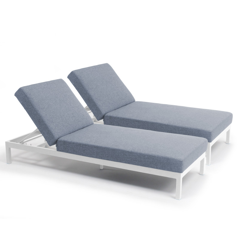 Lot de 2 bains de soleil avec coussin, inclinables 5 positions (1/9)