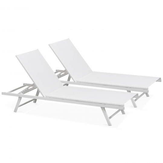Lot de 2 bains de soleil inclinables 5 positions (1/7)