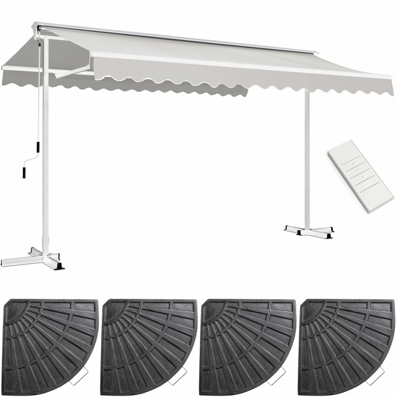 Ensemble store banne double pente motorisé (3 x 4 m) + 4 dalles lestées (1/6)