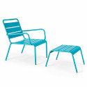 Lot de 2 fauteuils bas et repose-pieds en métal dépareillés (1/8)