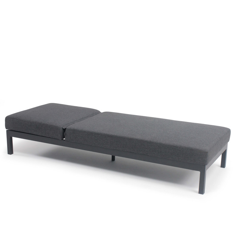 Bains de soleil aluminium inclinables 5 positions avec coussin et tablette - Lot de 2 (3/6)