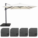 Parasol déporté carré (3 x 3m) rotatif 360° et 4 dalles à lester remplissables (1/7)