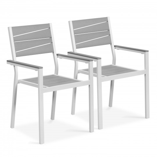 Lot de 2 chaises de jardin avec accoudoirs en aluminium et polywood (1/1)