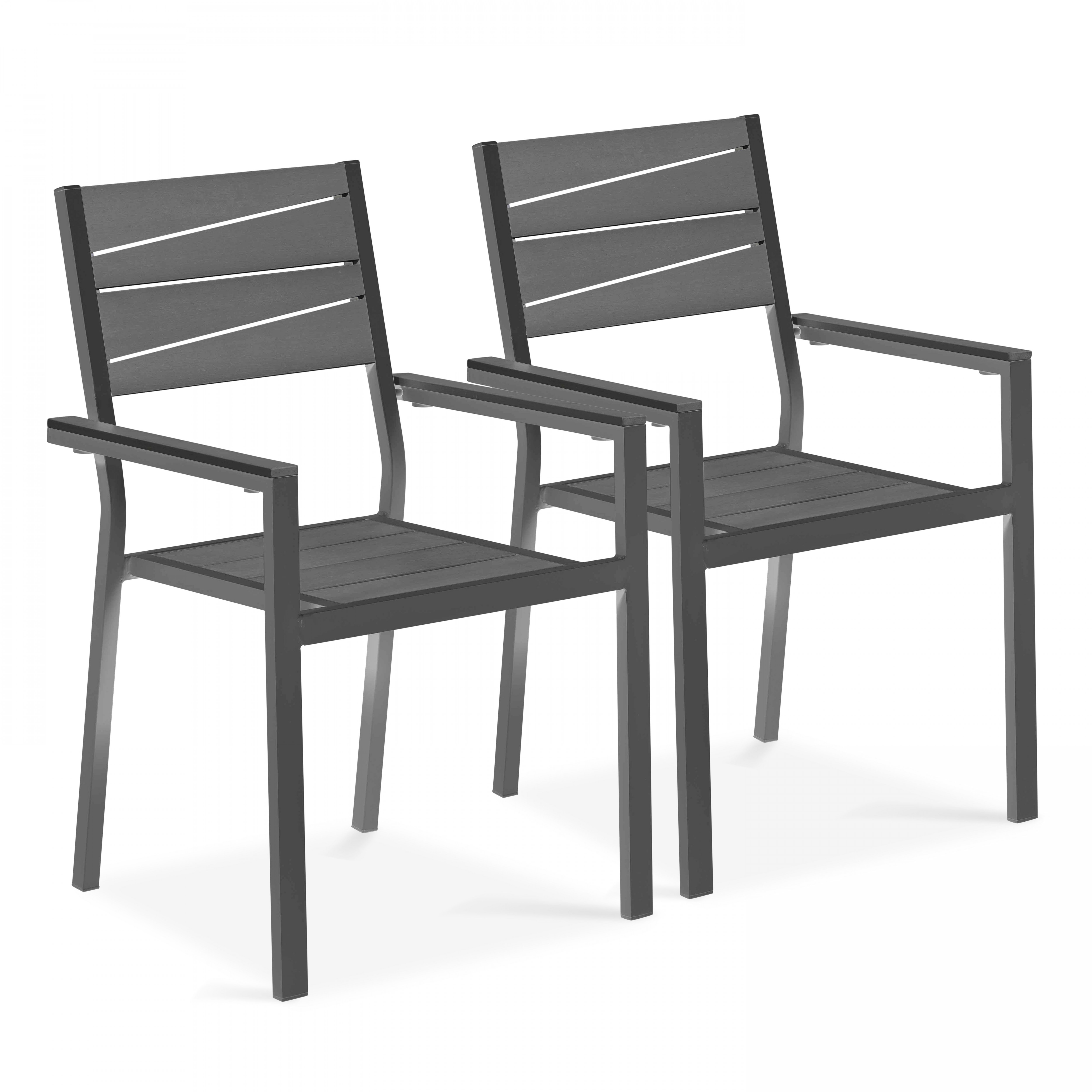 Lot de 2 chaises de jardin avec accoudoirs en aluminium et polywood