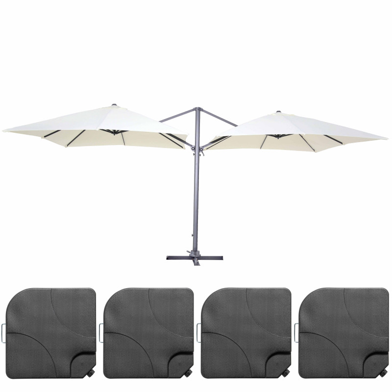 Double parasol déporté (3 x 3m) + 4 dalles à remplir (1/3)