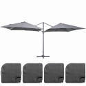 Double parasol déporté carré (3 x 3m) + 4 dalles à remplir (1/2)