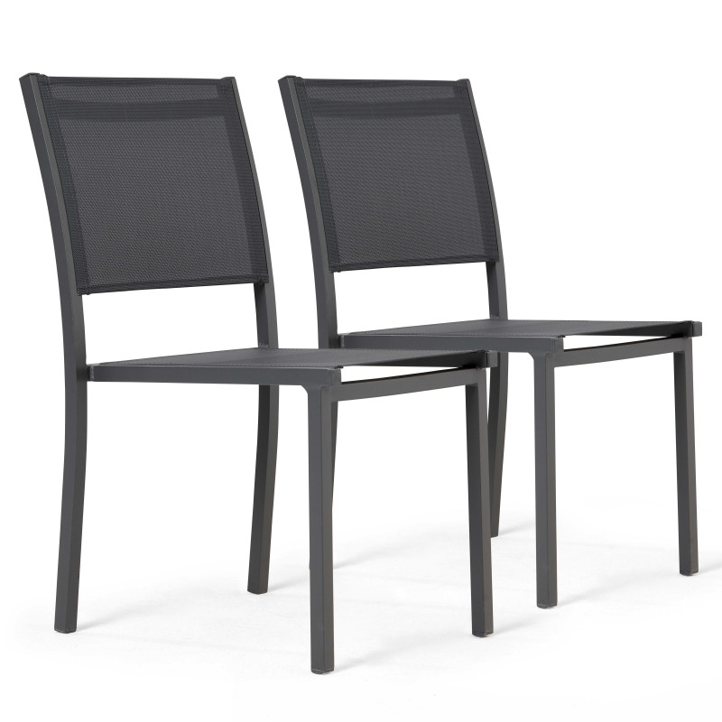 Lot de 2 chaises de jardin en aluminium et textilène (1/10)