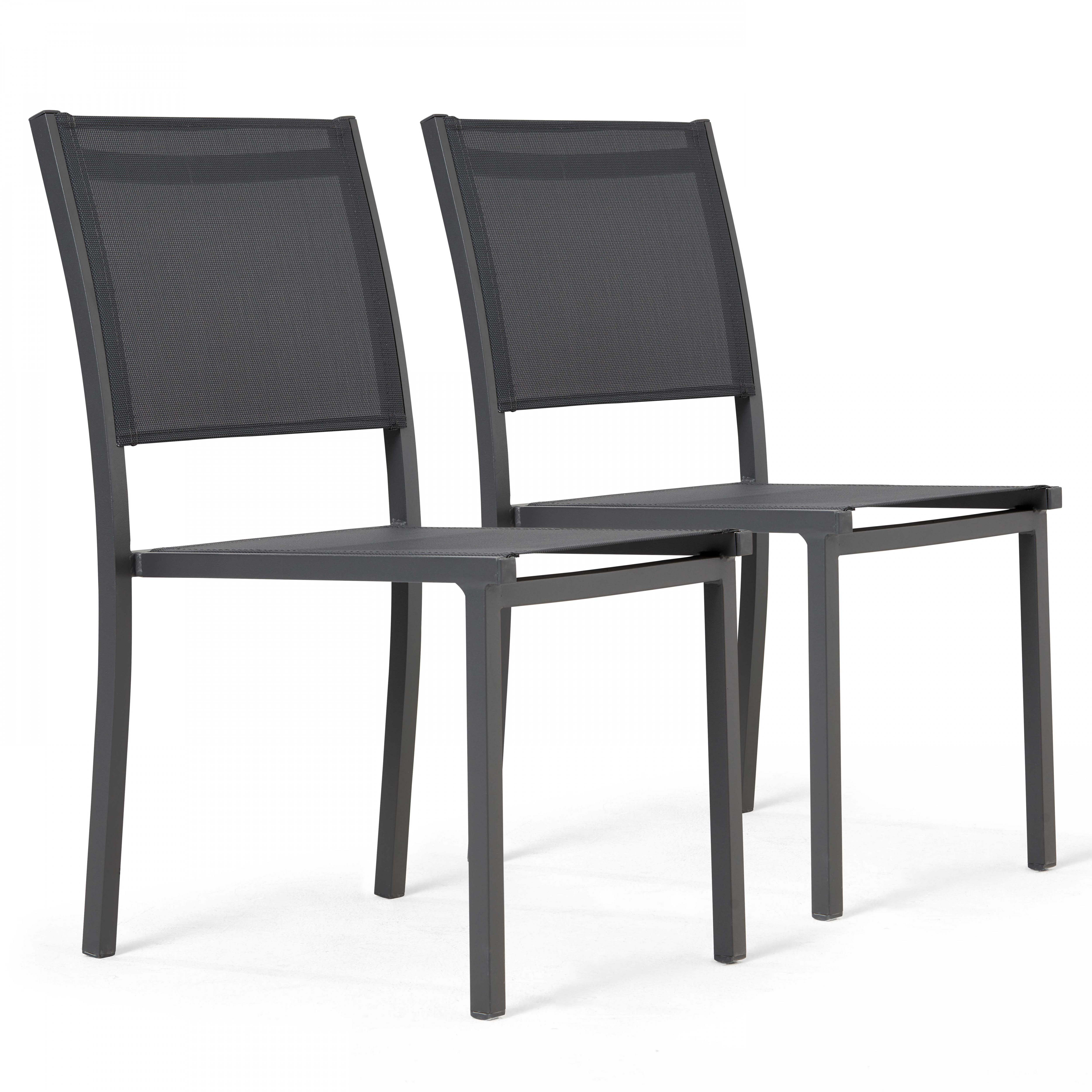 Lot de 2 chaises de jardin en aluminium et textilène