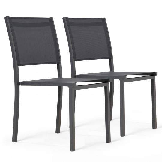 Lot de 2 chaises de jardin en aluminium et textilène (1/1)
