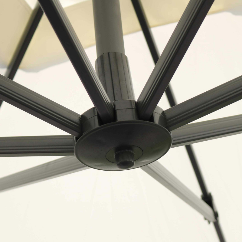 Parasol déporté 3x3 m carré inclinable rotatif 360° et 4 dalles à lester remplissables (6/8)