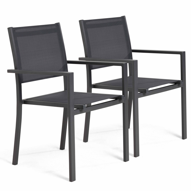 Lot de 2 fauteuils de jardin en aluminium et textilène (1/9)
