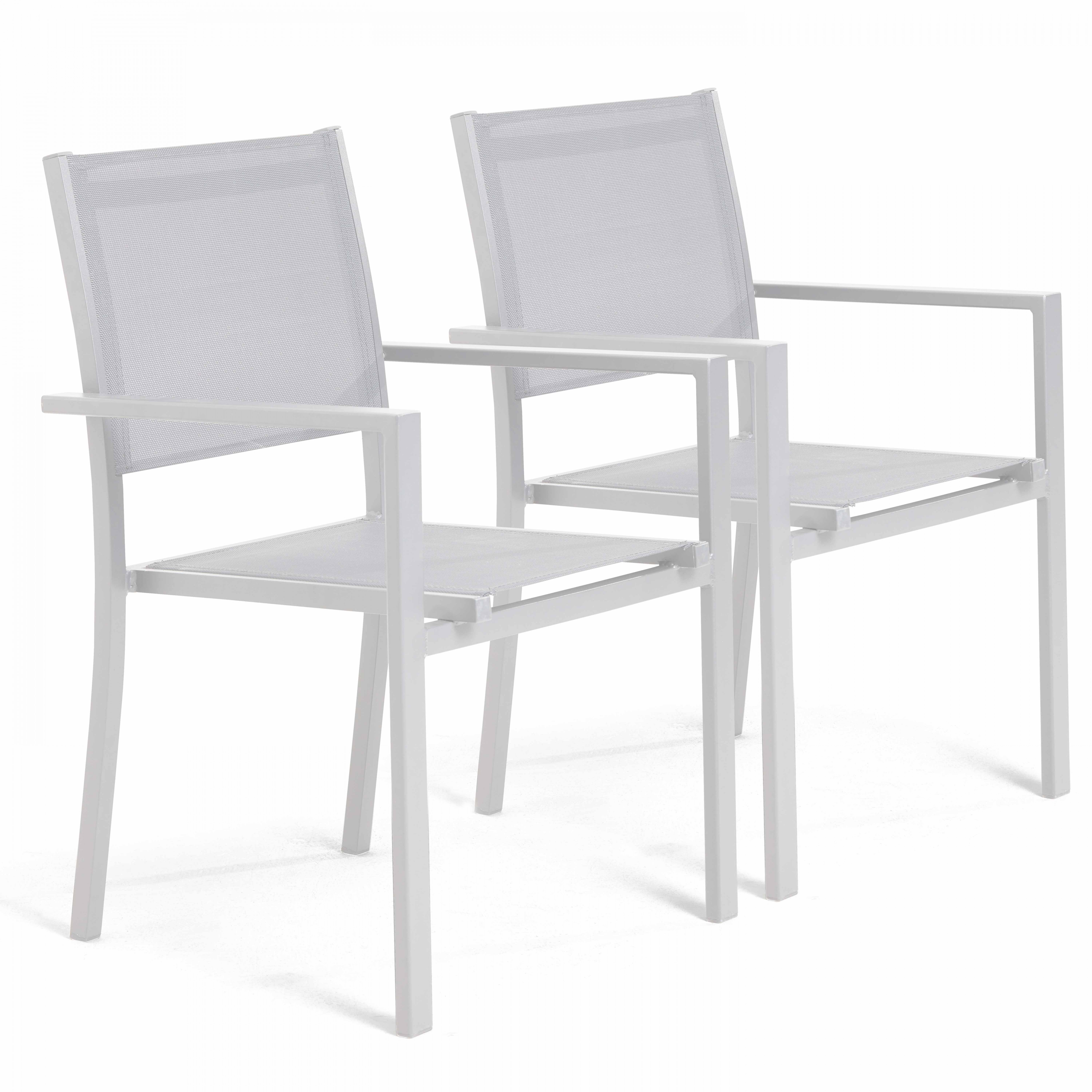 Lot de 2 chaises de jardin avec accoudoirs en aluminium et textilène