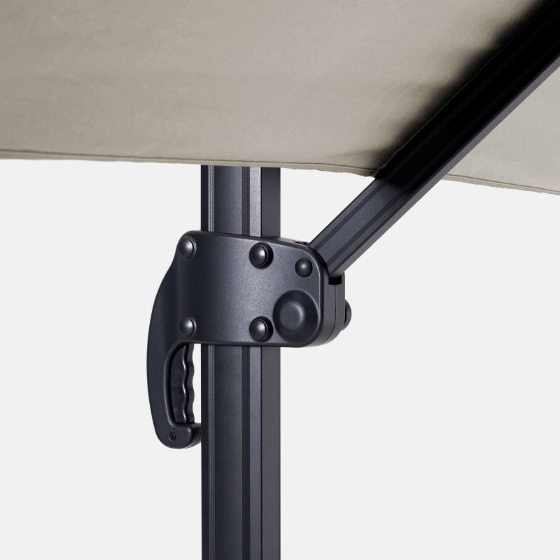 Parasol déporté 2x3 m rectangulaire inclinable rotatif 360° et dalle à lester sur roues 100L (2/7)