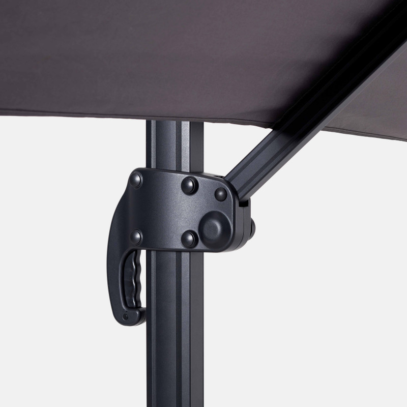 Parasol déporté 2x3 m rectangulaire inclinable rotatif 360° et dalle à lester sur roues 100L (2/7)