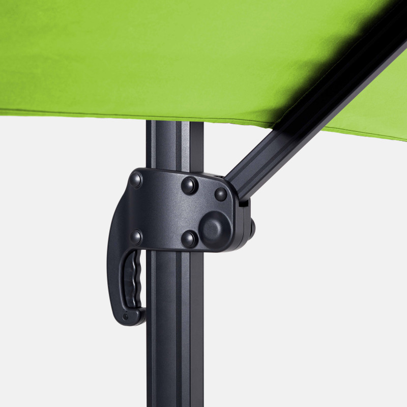 Parasol déporté 2x3 m rectangulaire inclinable rotatif 360° et dalle à lester sur roues 100L (2/7)