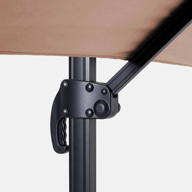 Parasol déporté 2x3 m rectangulaire inclinable rotatif 360° et dalle à lester sur roues 100L (3/7)