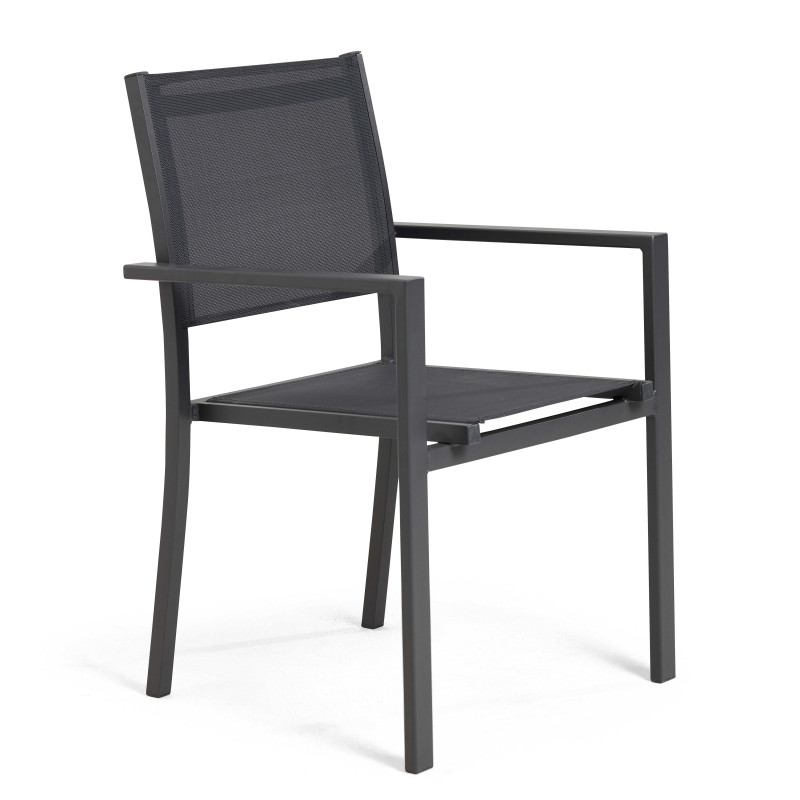 Chaise de jardin avec accoudoirs en aluminium et textilène (1/5)