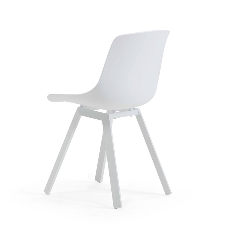 Chaises de jardin style scandinave en plastique et aluminium - Lot de 4 (7/8)