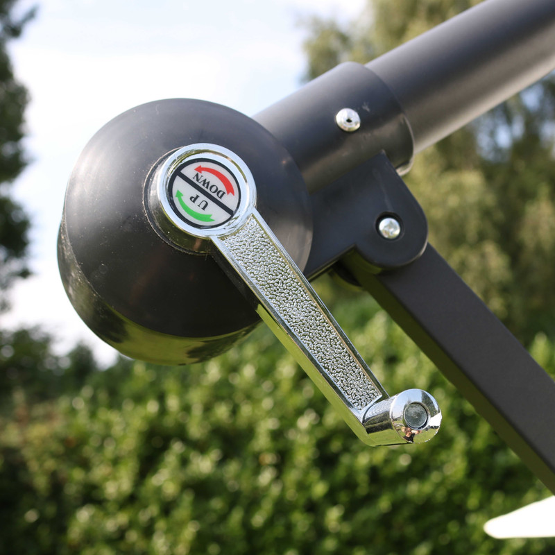 Parasol déporté 3x3 m carré et 4 dalles à lester remplissables (4/7)