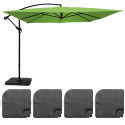 Parasol déporté 3x3 m carré et 4 dalles à lester remplissables (1/7)