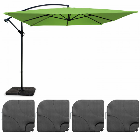 Parasol déporté 3x3 m carré et 4 dalles à lester remplissables (1/7)