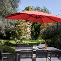 Parasol déporté carré (3 x 3m) et 4 dalles lestées (1/8)