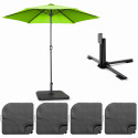 Parasol droit inclinable à manivelle Ø3 m avec 4 dalles à lester remplissables (1/5)