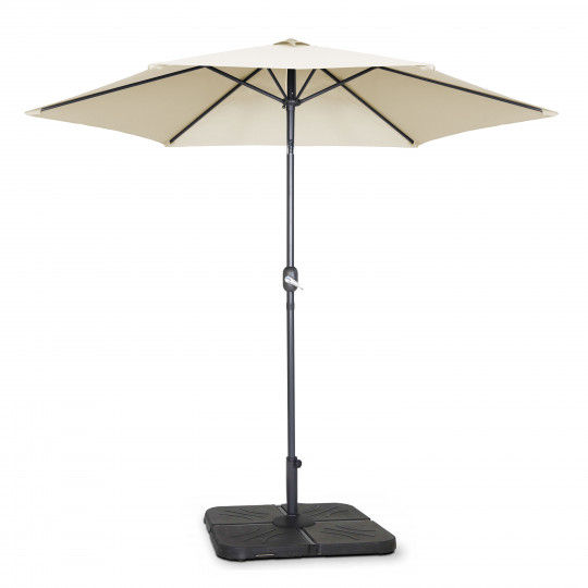 Ensemble parasol droit inclinable + pied pliant + 4 dalles remplissable