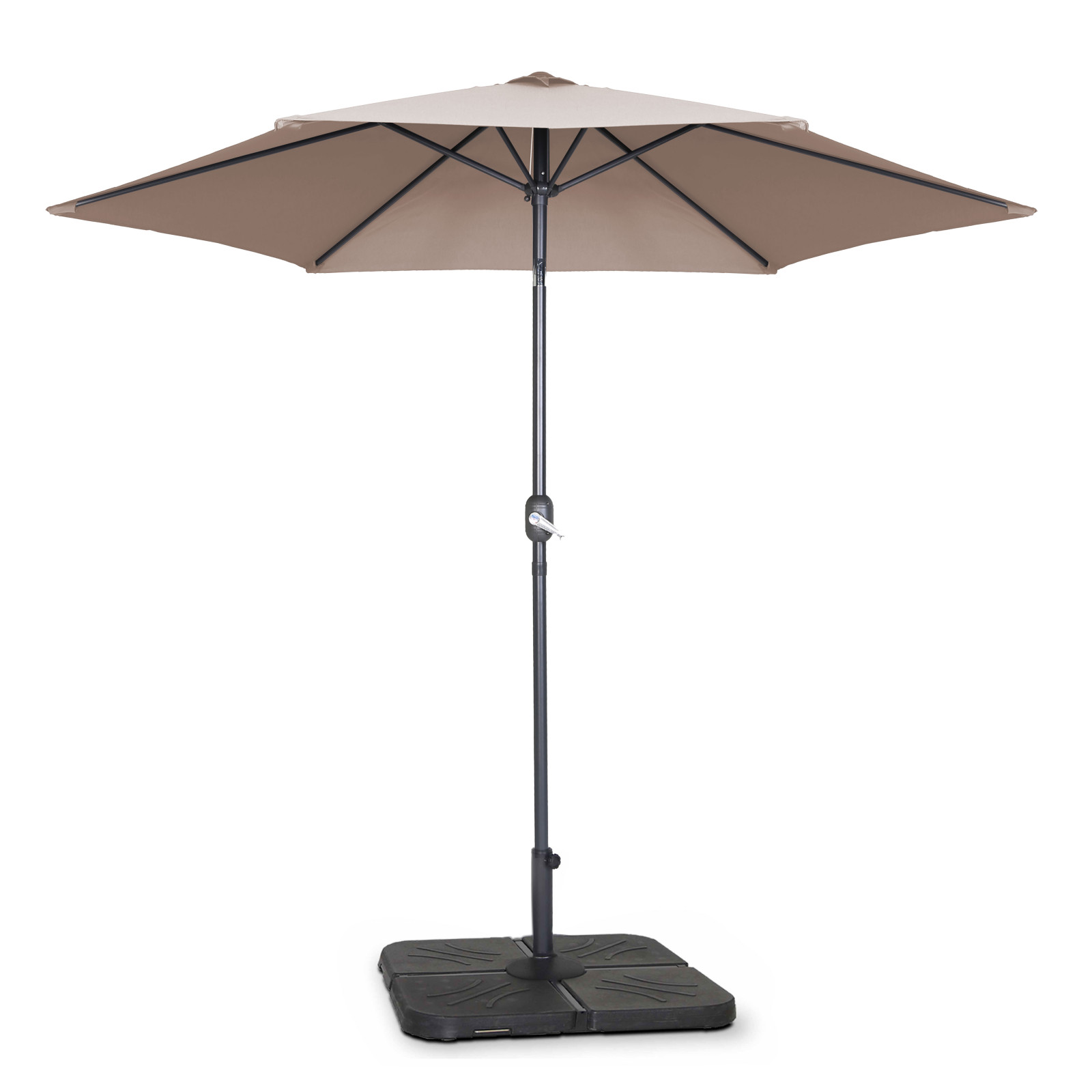 Ensemble parasol droit inclinable + pied pliant + 4 dalles remplissable