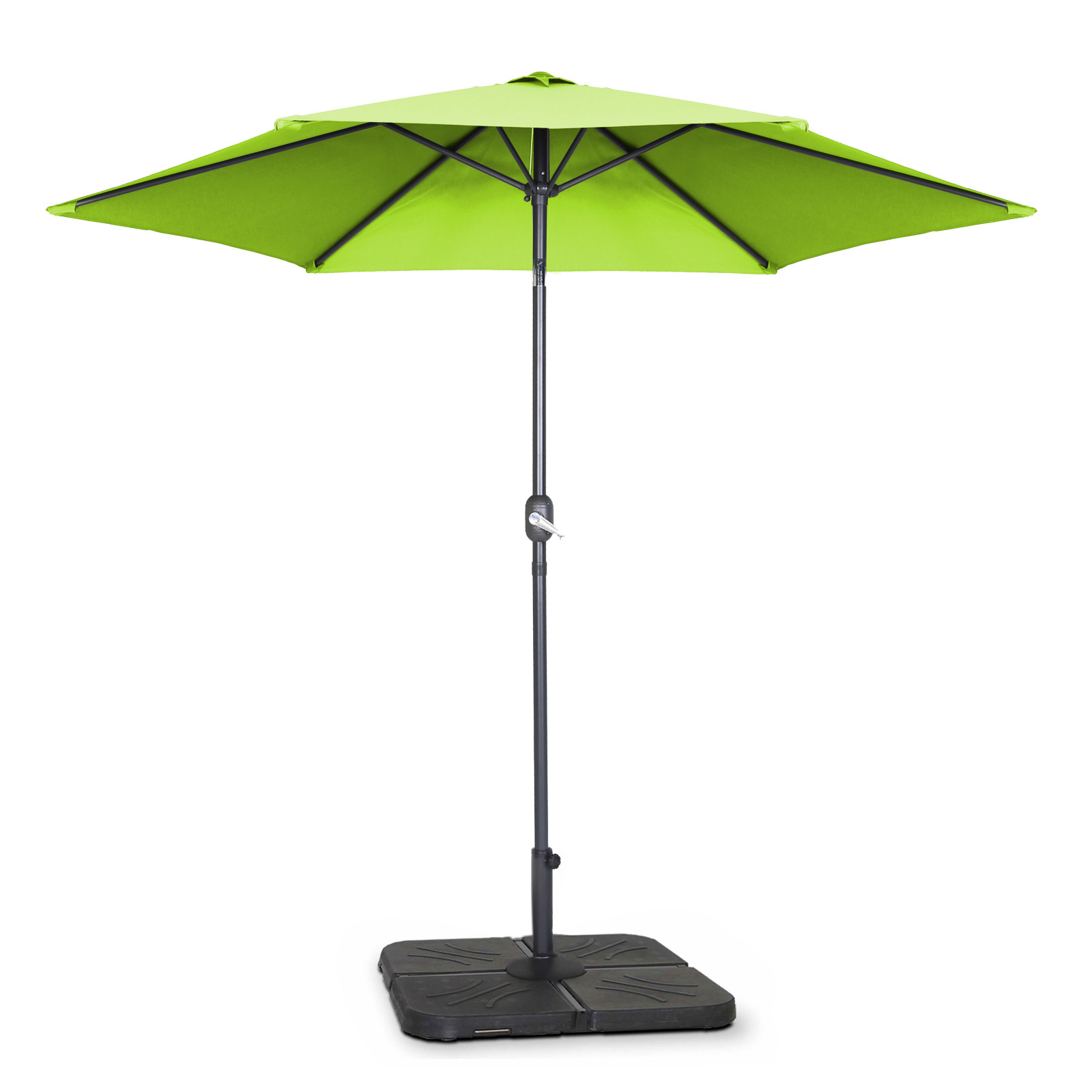 Ensemble parasol droit inclinable + pied pliant + 4 dalles remplissable Ensemble parasol droit inclinable + pied pliant + 4 dalles remplissable