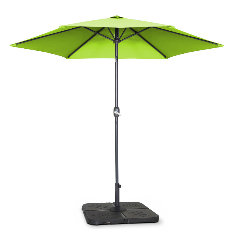 Ensemble parasol droit inclinable + pied pliant + 4 dalles remplissable