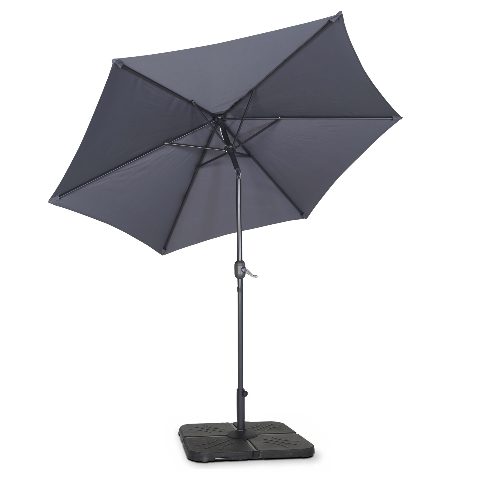 Ensemble parasol droit inclinable + pied pliant + 4 dalles remplissable