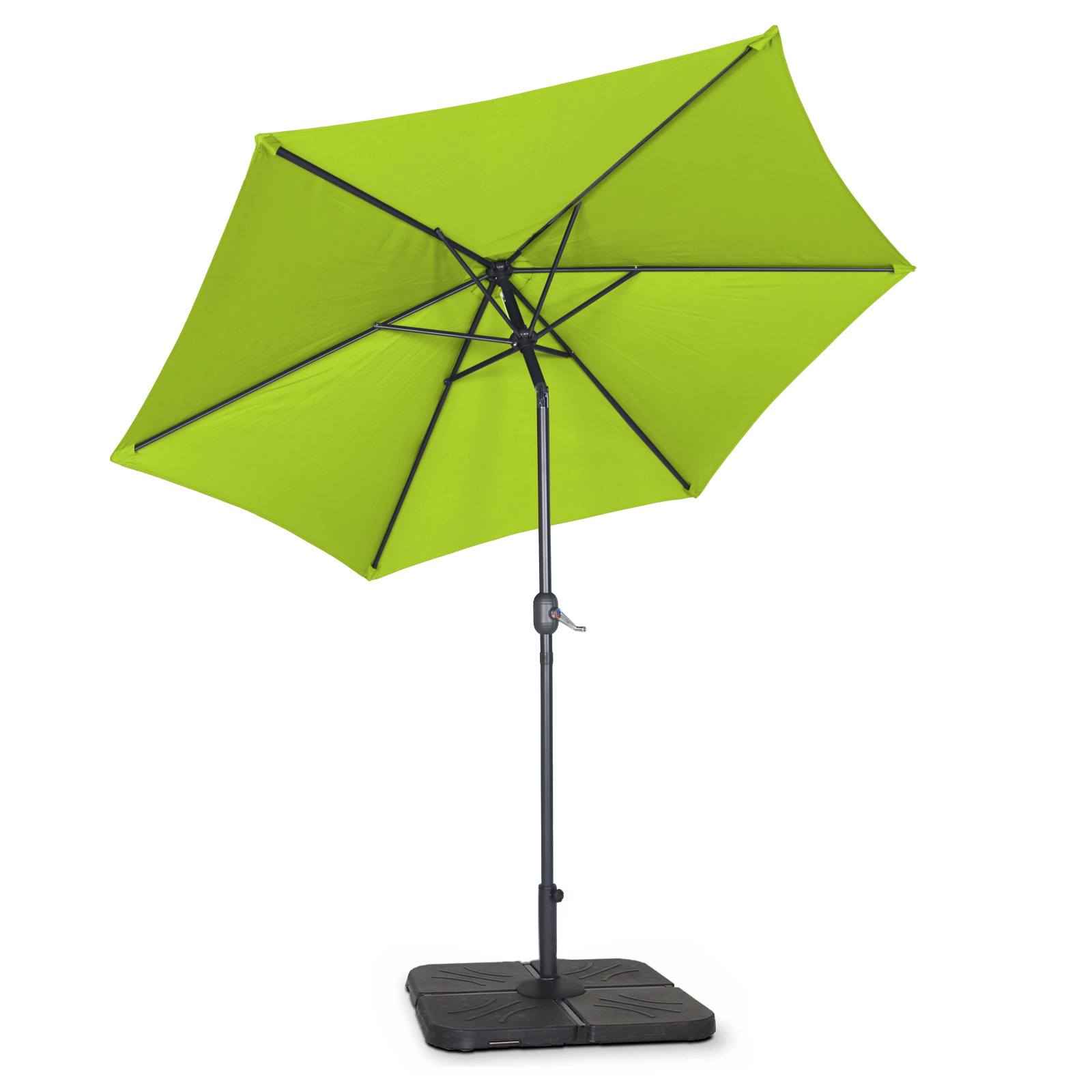 Ensemble parasol droit inclinable + pied pliant + 4 dalles remplissable Ensemble parasol droit inclinable + pied pliant + 4 dalles remplissable