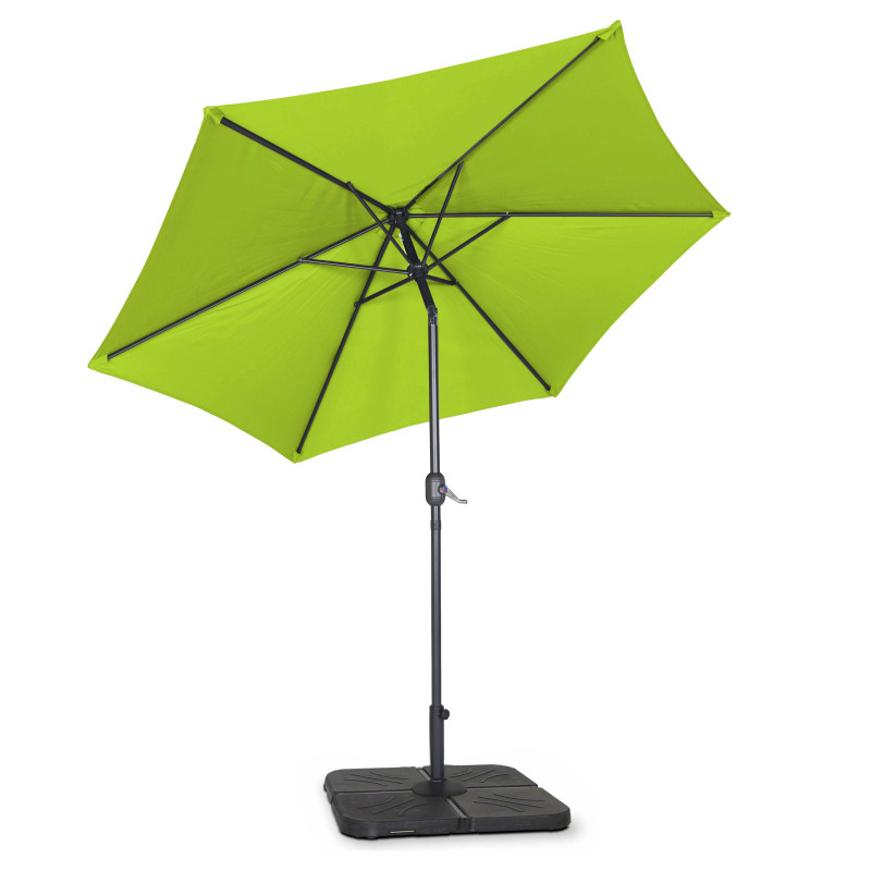 Ensemble parasol droit inclinable + pied pliant + 4 dalles remplissable