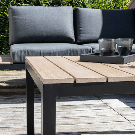 Salon de jardin 6 places, canapé d'angle et table basse