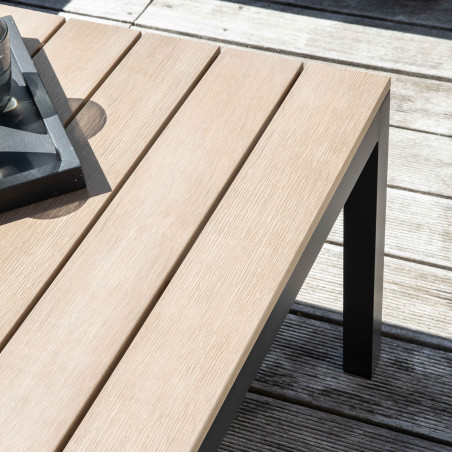 Salon de jardin 6 places, canapé d'angle et table basse