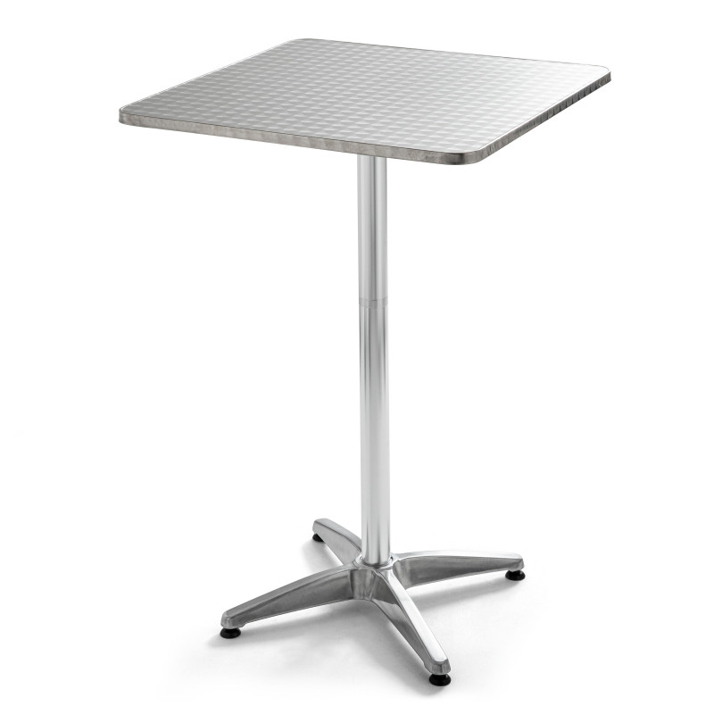 Table haute mange debout carrée (70 x 110 cm) en aluminium