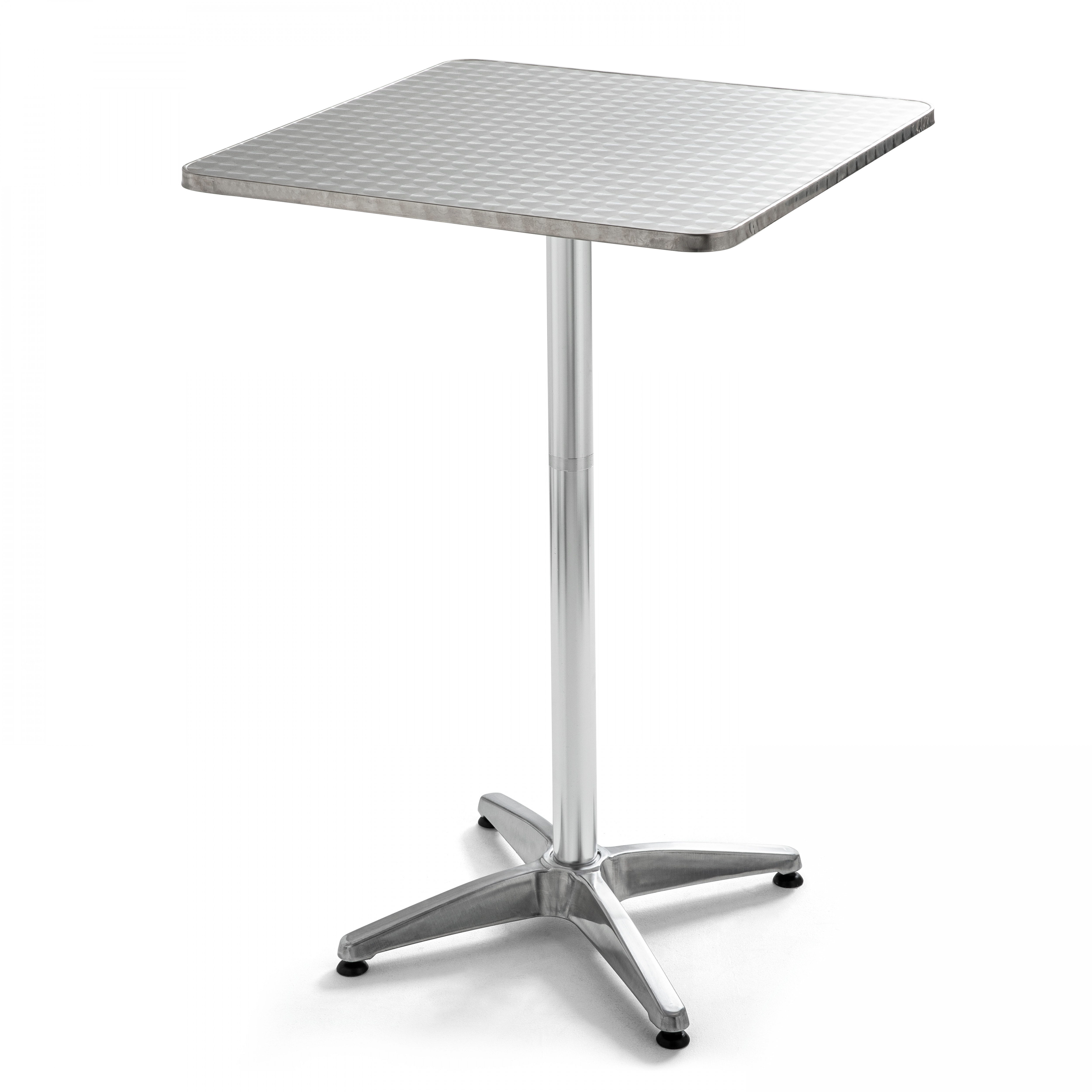 Table haute mange debout carrée (70 x 110 cm) en aluminium