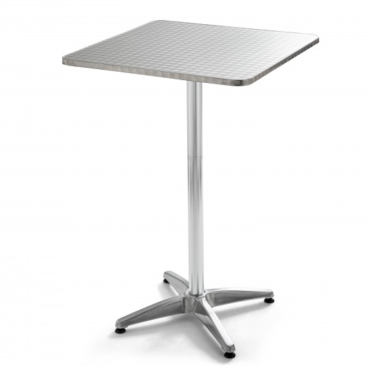 Table haute mange debout carrée (70 x 110 cm) en aluminium